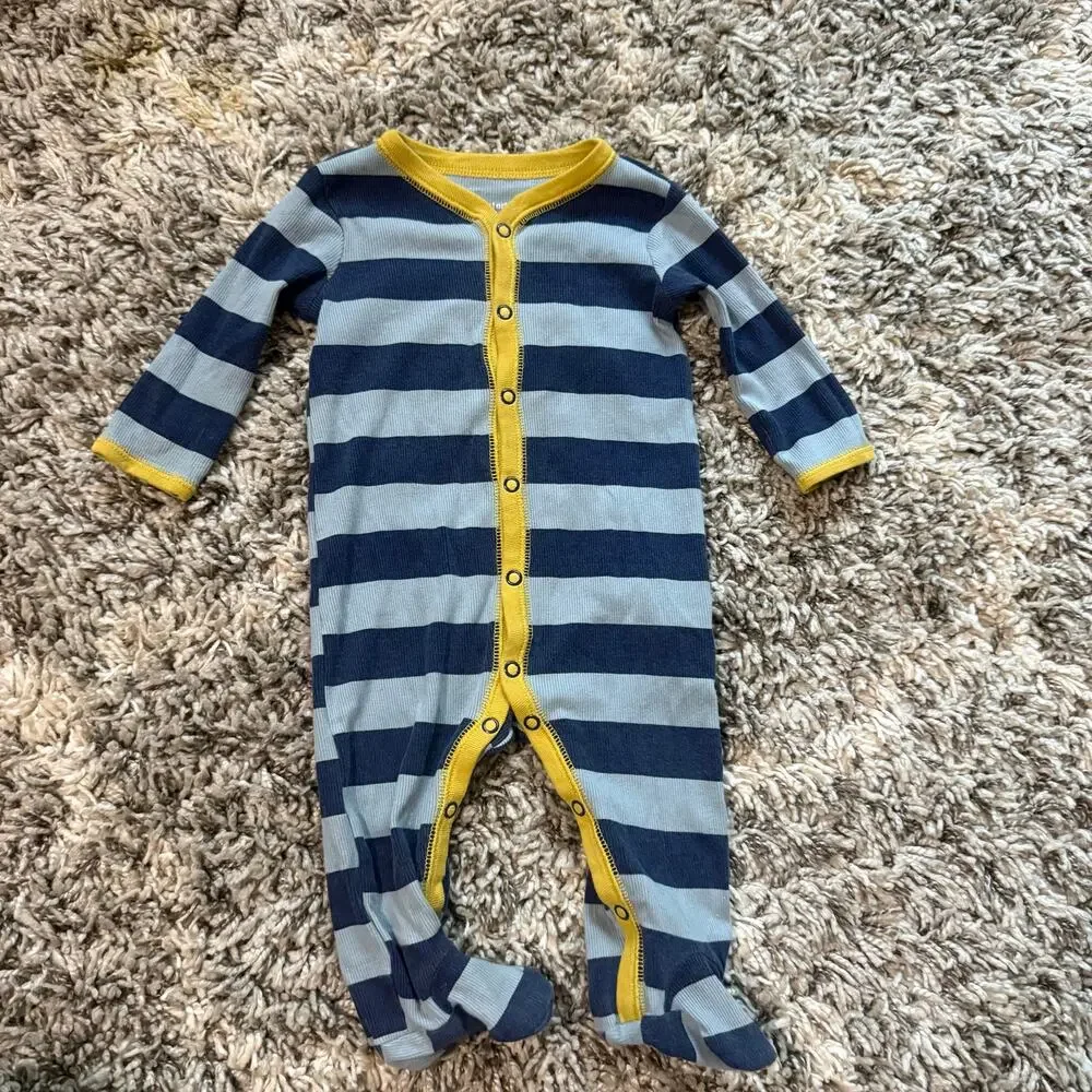 Carter's Blue Stripe Sleeper One Piece Outfit Waffle Knit Baby Boy 6 Months